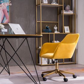 Modern Velvet Adjustable Height 360 Revolving Office Chair (Color: Yellow)