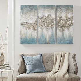 Blue and Grey Heavily Embellished 3-pc Canvas Set 15" x 35" (Option: Color)
