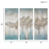 Blue and Grey Heavily Embellished 3-pc Canvas Set 15" x 35"