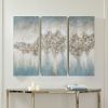 Blue and Grey Heavily Embellished 3-pc Canvas Set 15" x 35"