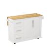 Kitchen Island w/ 2 Doors, 3 Drawer, Spice Rack, Towel Rack