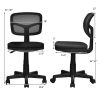 Blue or Black Armless Computer Chair, w/ Height Adjustment